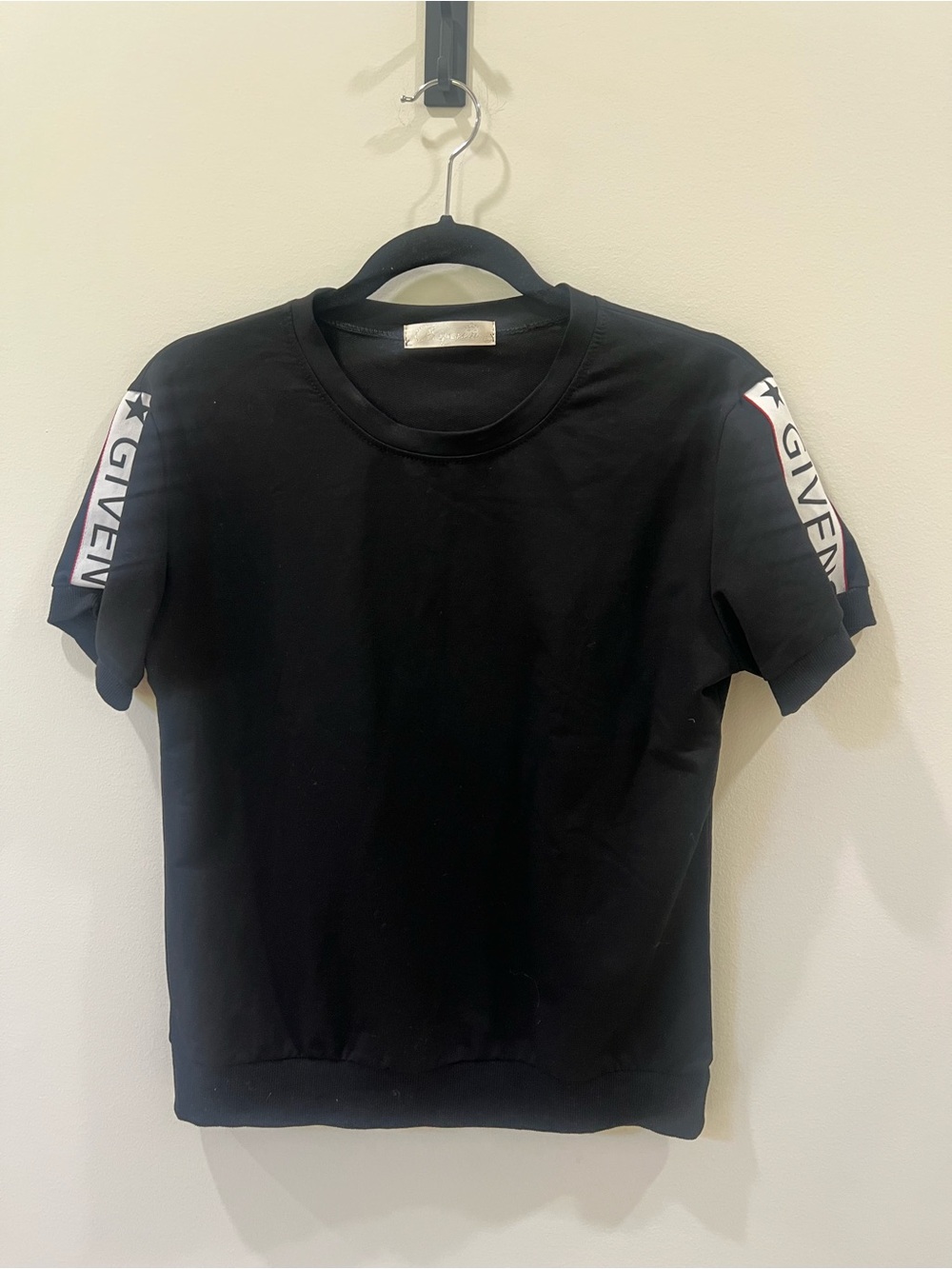 Givenchy Black Short Sleeve Logo-Trim Tee